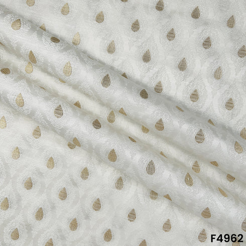 Self Jaquard Zari Work Pure Silk Fabric-F4962